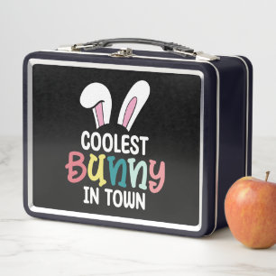Coolest Bunny In Town Easter Bunny Rabbit Metal Lunch Box