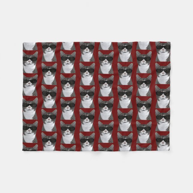 Coolest Cat In Town Fleece Blanket (Front (Horizontal))
