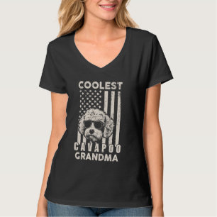 Coolest Cavapoo Grandma Vintage American Flag Funn T-Shirt