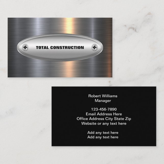 Coolest Classy Construction Business Cards New (Front/Back)