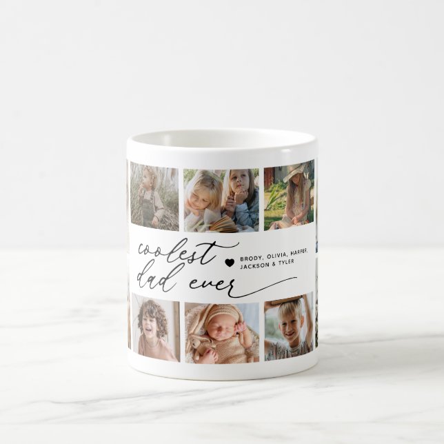 Coolest Dad Ever 10 Photo Collage Mug (Center)