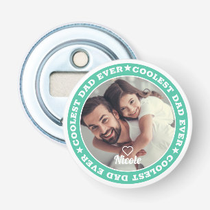 Coolest Dad Ever Modern Custom Photo Keepsake Bottle Opener