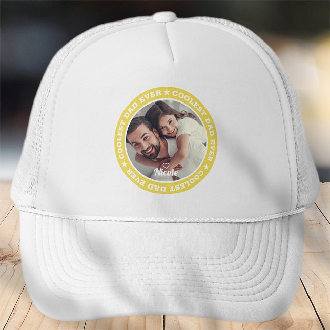 Coolest Dad Ever Modern Custom Photo Trucker Hat (Creator Uploaded)