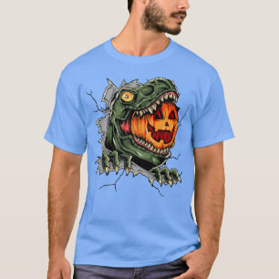 Coolest Dinosaur Eat Pumpkin Happy Halloween Kids T-Shirt