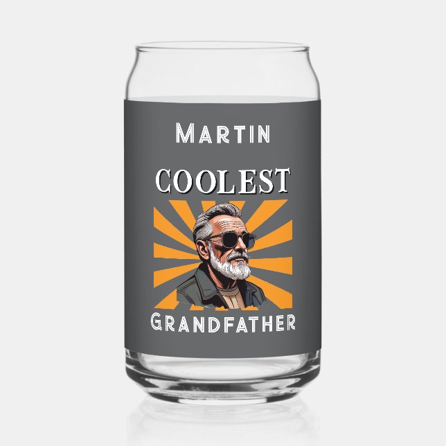 Coolest Grandfather Funny Retro Cool Sunglasses Can Glass (Front)