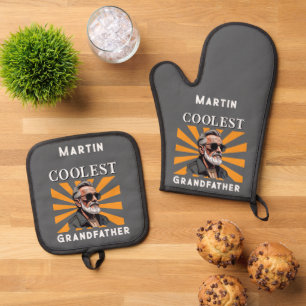 Coolest Grandfather Funny Retro Cool Sunglasses Oven Mitt & Pot Holder Set