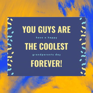 Coolest Grandparents Forever Navy and Yellow Postcard