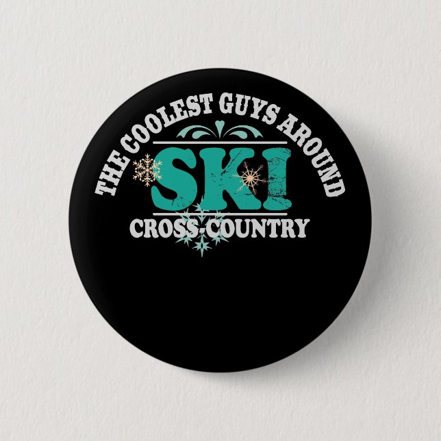 Coolest Guys Cross Country Ski 6 Cm Round Badge (Front)