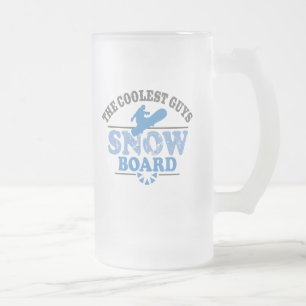 Coolest Guys Snowboard Frosted Glass Beer Mug