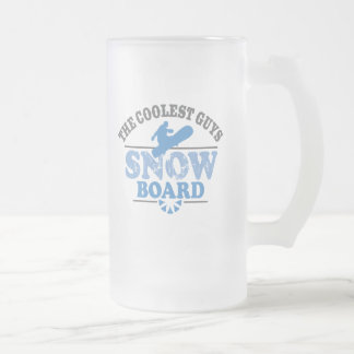 Coolest Guys Snowboard Frosted Glass Beer Mug