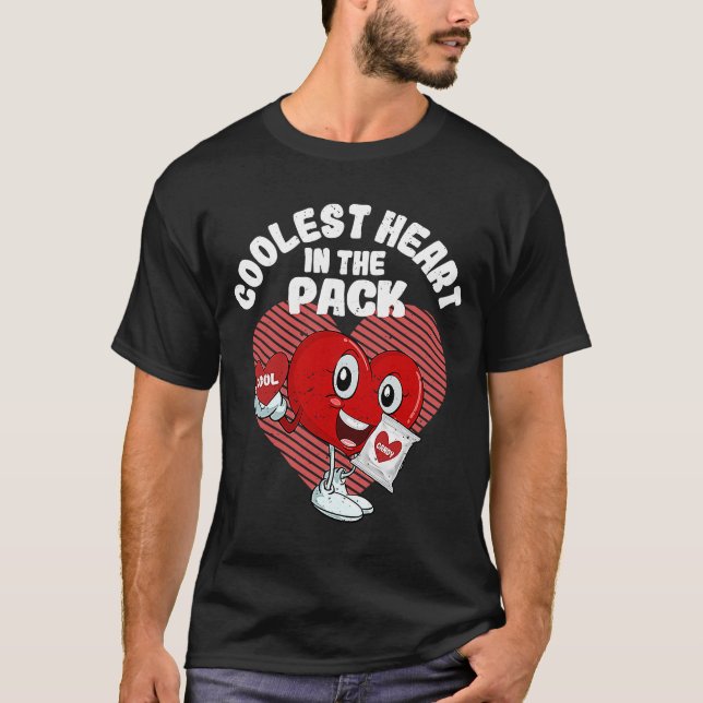 Coolest Heart In The Pack  Valentine's Day Cool Ca T-Shirt (Front)