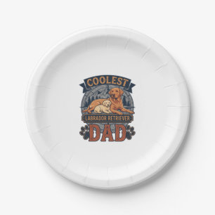 Coolest Labrador Retriever Dad Dog Mountain Paw Pr Paper Plate