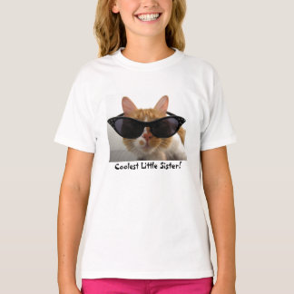 Coolest Little Sister Cool Cat Girls T-Shirt