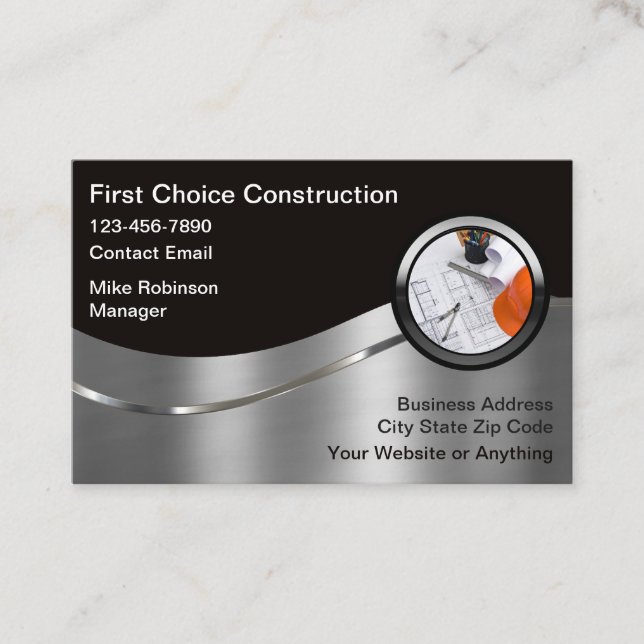 Coolest Modern Construction Service  Business Card (Front)