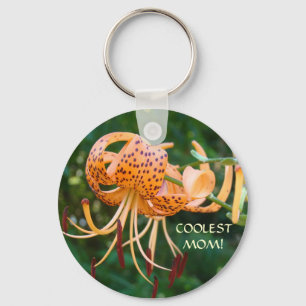 COOLEST MOM! KEY CHAIN Gift Tiger Lily Flowers