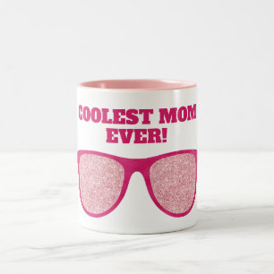 Coolest Mum Ever Pink Glitter Sunglasses Two-Tone Coffee Mug