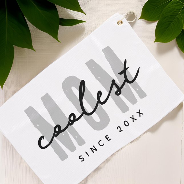 Coolest Mum Since 20XX Modern Simple Preppy Golf Towel (Creator Uploaded)