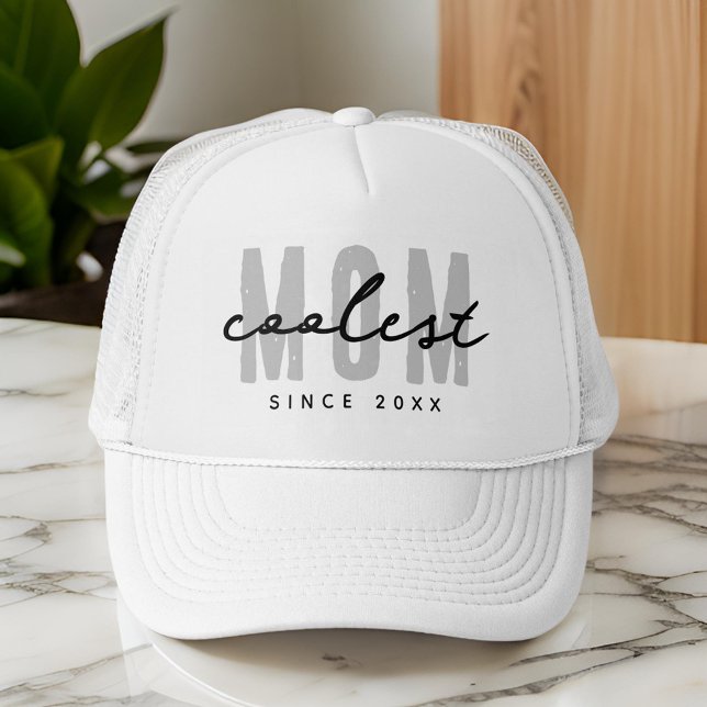 Coolest Mum Since 20XX Modern Simple Preppy Trucker Hat (Creator Uploaded)