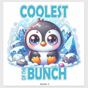 Coolest of the Bunch pun Cute baby Penguin cartoon
