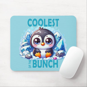 Coolest of the Bunch pun Cute baby Penguin cartoon Mouse Mat