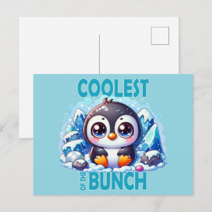 Coolest of the Bunch pun Cute baby Penguin cartoon Postcard