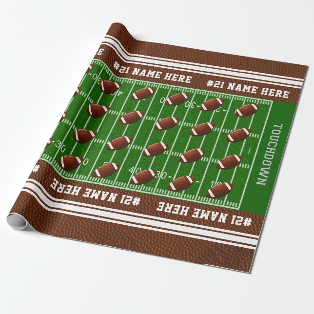 Coolest Personalised Football Wrapping Paper Roll (Unrolled)