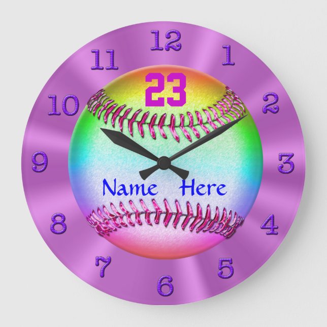 Coolest Personalized Softball Clocks for Girls (Front)