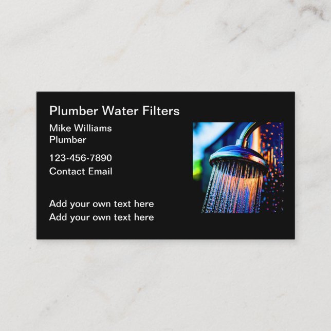 Coolest Plumber Shower Theme Business Cards (Front)