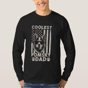 Coolest Pomsky Dad Vintage American Flag Funny Fat T-Shirt