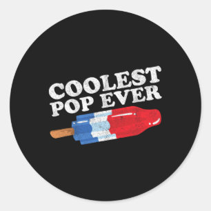 Coolest Pop Ever Popsicle Funny Retro Bomb Fathers Classic Round Sticker