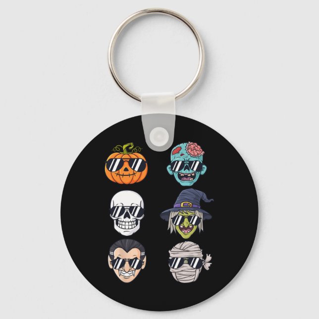 Coolest Pumpkin Halloween Skeleton Witch Vampire B Key Ring (Front)