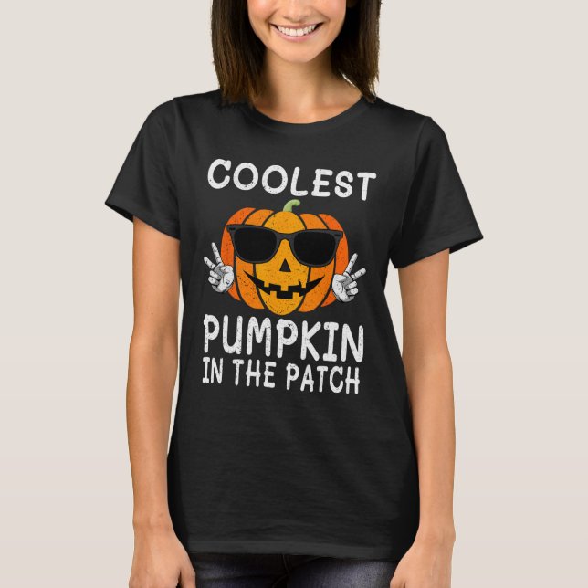 Coolest Pumpkin In The Patch Fun Boys Girls Kids H T-Shirt (Front)