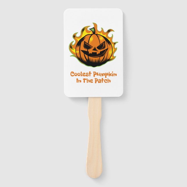 Coolest Pumpkin In The Patch Funny Halloween Men Hand Fan (Front)