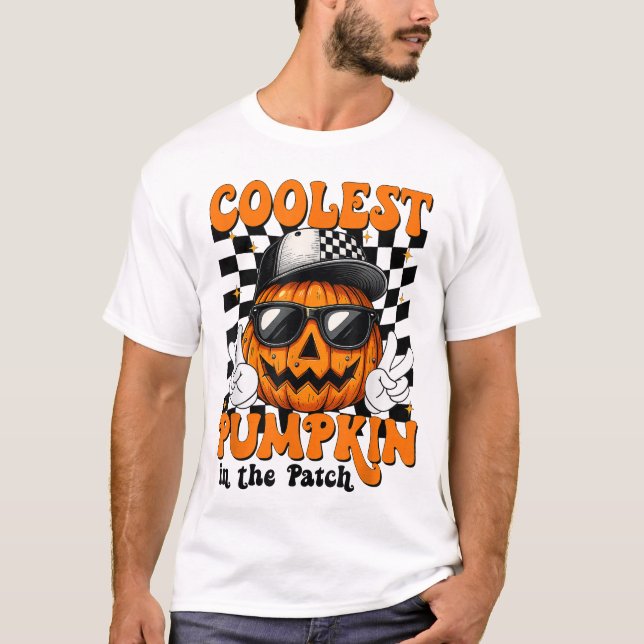 Coolest Pumpkin In The Patch Halloween Boy Kid T-Shirt (Front)