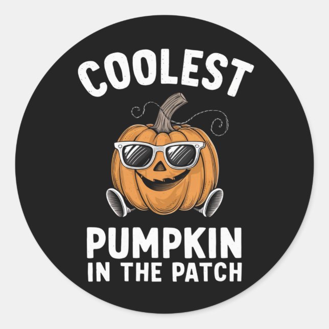 Coolest Pumpkin In The Patch Halloween Classic Round Sticker (Front)