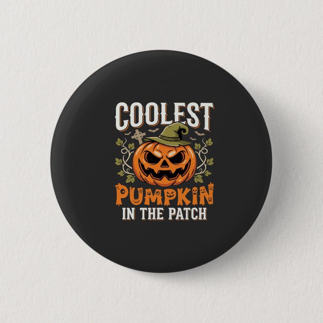Coolest Pumpkin in the Patch Halloween Design 6 Cm Round Badge (Front)