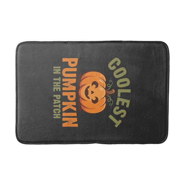 Coolest Pumpkin In The Patch Halloween Design Bath Mat (Front)