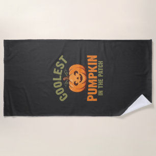 Coolest Pumpkin In The Patch Halloween Design Beach Towel