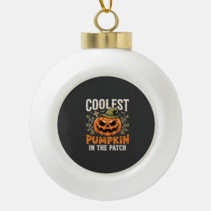 Coolest Pumpkin in the Patch Halloween Design Ceramic Ball Christmas Ornament