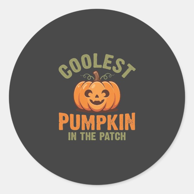 Coolest Pumpkin In The Patch Halloween Design Classic Round Sticker (Front)