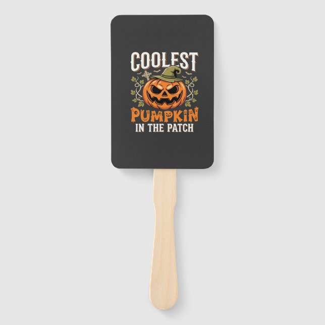 Coolest Pumpkin in the Patch Halloween Design Hand Fan (Front)
