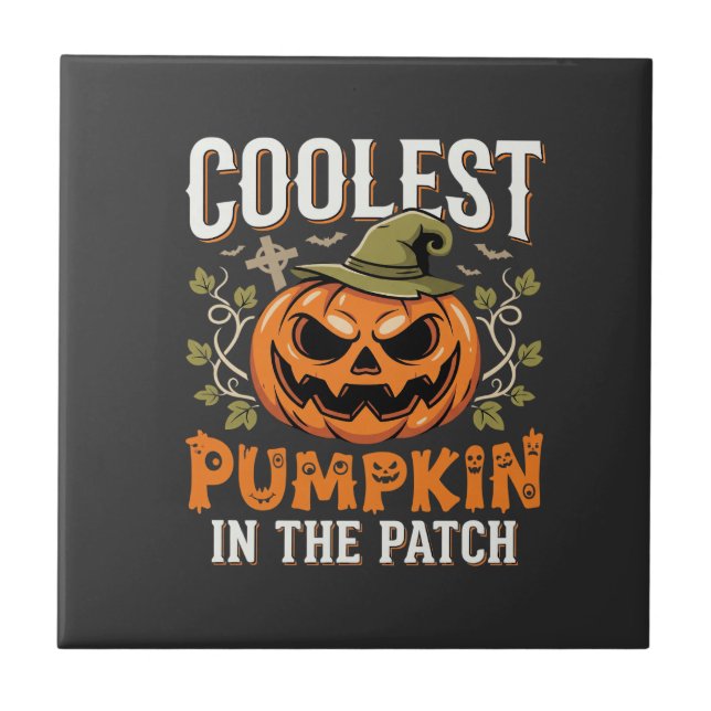 Coolest Pumpkin in the Patch Halloween Design Tile (Front)