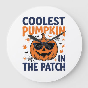 Coolest Pumpkin in the Patch Halloween Shirt_1 Large Clock