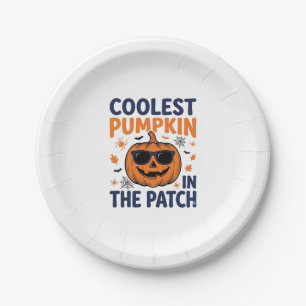 Coolest Pumpkin in the Patch Halloween Shirt_1 Paper Plate