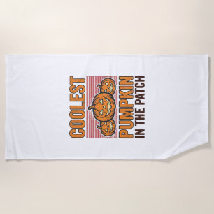 Coolest Pumpkin in the Patch Halloween Vintage Des Beach Towel