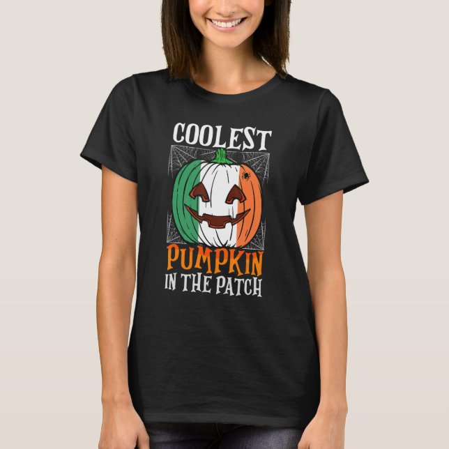 Coolest Pumpkin In The Patch Ireland Flag Jack Ou2 T-Shirt (Front)