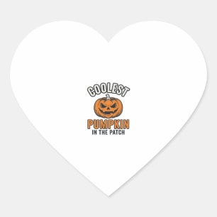 Coolest Pumpkin in the Patch Vintage Halloween Shi Heart Sticker