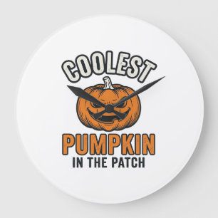 Coolest Pumpkin in the Patch Vintage Halloween Shi Large Clock