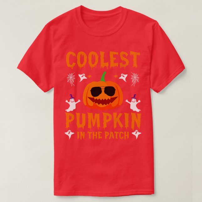 Coolest Pumpkin in the Scary Spider Halloween Ghos T-Shirt (Design Front)
