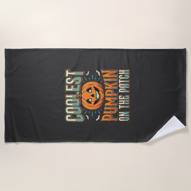 Coolest Pumpkin On The Patch Halloween Design_1 Beach Towel (Front)